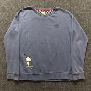 Vans Peanuts Sweatshirt Mens Medium Blue Snoopy Skateboarding Crewneck Pullover